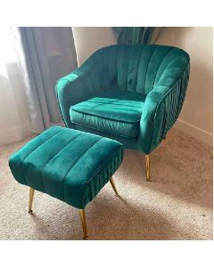 Velvet Arm Chair With Feet Rest Stool MAM31052025004 