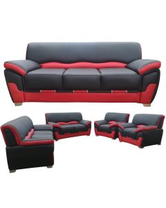 GAL-FBW - 7 Places, Modern GALVINO Black  Red Comfortable Leather Sofa. MAM06091969