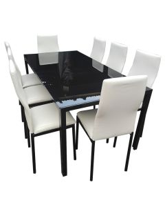 8CWB - 8 Places Cream White Solid Dismantable Glass Dining Table - MAM0101212454