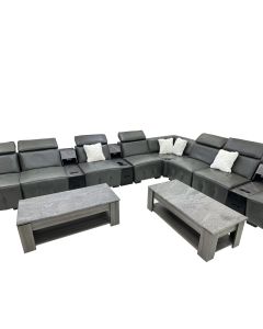 ELN - 7GG places Modern Sectional EILEEN Sofa Set in Leather Finishing With Side Consoles - MAM20232110001