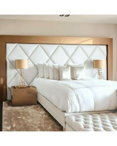 LT - 4PC - 4 Places Modern Bed Executed in White Leather - MAM20230208008