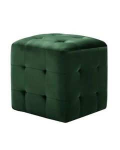 PUF - 2 Modern Poufs In Dark Green Velvet - MAM202120113876