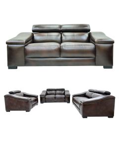 NJI - 6CC-  6 Places Chocolate Modern Leather Sofa, Very Solid  Comfortable - MAM20231409001