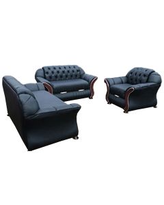 BUT - 6BB - 6 Places Modern BUTTERFLY Luxury Leather Sofa, Black - MAM202010704