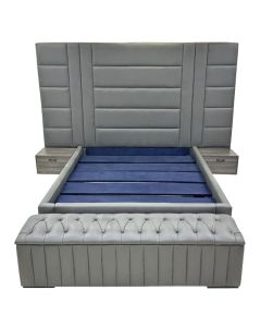 TAC-2GG - 2 Places Modern Tache Bed In Grey Leather With Foam All Over - MAM20230510002