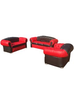 CHH-6BR - 6 Places - Black  Red Chester - Hill Leather Sofa, Very Solid - MAM19026058