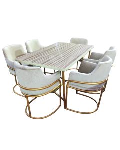 GDD - 6GG - 6 Places Solid Dismantable Woodern  Metal Dining Table - MAM2021241213
