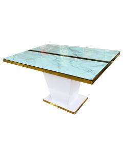 RAP6DG - 6 Places, Luxury Raphaella Dismantable Glass, Metal  Wood Dining Table Set with Formica Finishing - MAM20230306003