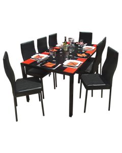 8BBR - 8 Places Black Solid Dismantable Glass Dining Table - MAM01012123
