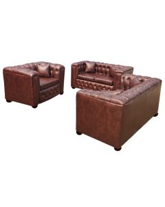 CHE-6FC - 6 Places - Chesterfield Chocolate Leather Sofa, Very Solid - MAM19022033