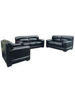 FDL - 6B - 6 seater - Royal Class Fidele Black Leather Sofa, Very Comfortable - MAM2022807013