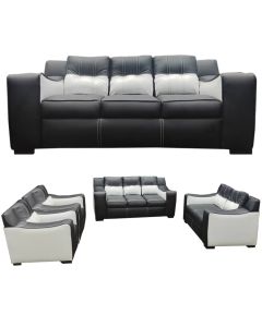 JOJ - 7BW - 7 seater - Royal Class JOJO Black and White Leather Sofa, Very Comfortable - MAM2021311064