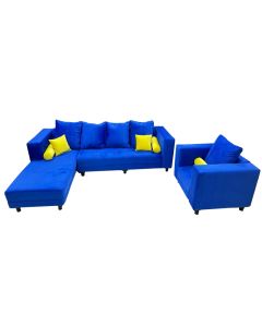 ANG - 4BL - 100 Percent Velvet, Modern Angle Comfortable L-Shape Sofa - MAM0231710001