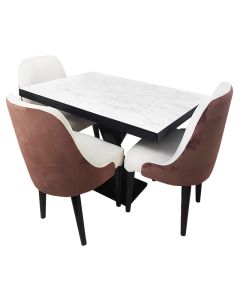 3CB - 3 Places Solid non-Dismantable Woodern  Velvet Dining Table - MAM202181234