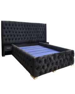ELN-2BB - 2 Places Modern Eleanor Bed In Black Velvet With Foam All Over - MAM2023070701