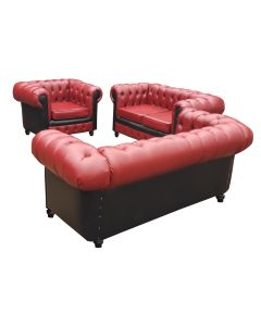 CHE-6OXB - 6 Places - ChesterMc Ox-blood  Black Leather Sofa, Very Solid - MAM1902604001