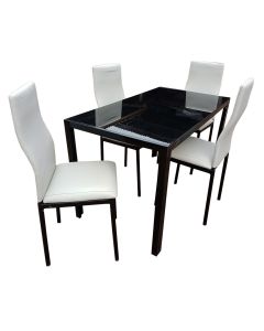 4CWB - 4 Places Cream White Solid Dismantable Glass Dining Table - MAM20219083