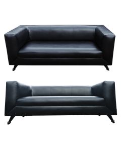 3 Places Black Dul Leather Couch, Very Solid - MAM20201207030