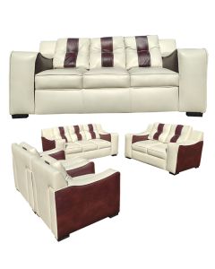 JOJ - 7WC - 7 seaters - Royal Class JOJO Chocolate  Cream White Leather Sofa, Very Comfortable - MAM202131106