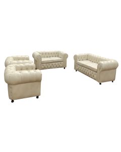 CHE-7FW - 7 Places - Chesterfield Cream White Leather Sofa , Very Solid - MAM110500101