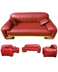 BLZ - RR -  6 Places, Modern Ox-Blood Blaizo Leather Sofa, Very Comfortable - MAM14032002