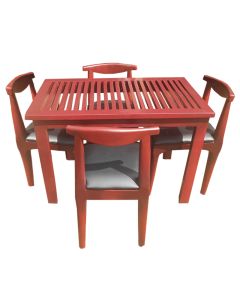 4CB - 4 Places Solid non-Dismantable Woodern  Leather Dining Table - MAM202120901