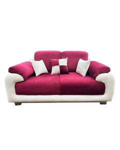 HEZ-6WO - 6 Places, Modern Hezron Velour Sofa Set, Creem White - Ox-Blood, Velvet Material - MAM20220211001
