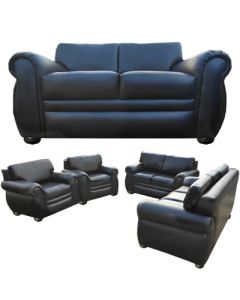 PRN-7FB - 7 Places - Black PRINCE Leather Sofa, Very Solid - MAM17102001
