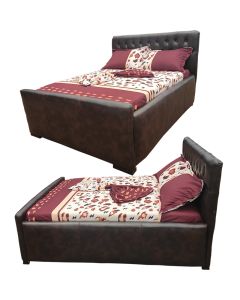 DON-2C - 2 Places Dominion Modern Bed In Chocolate Leather With Foam All Over - MAM02082103