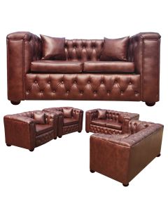 CHE-7FC - 7 Places - Chesterfield Chocolate Leather Sofa, Very Solid - MAM19022021
