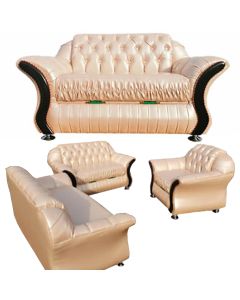 BUT- 6BB - 6 Places Modern BUTTERFLY Golden Brown Leather Sofa - MAM202110703