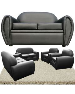 PAB-7BB - 7 Places, Pablo , Modern Black Norwegian Leather Sofa, Very Comfortable - MAM23042001