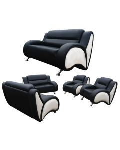 MAM2911196352 - 7 Seater  Modern Black Leather Sofa, Very Solid