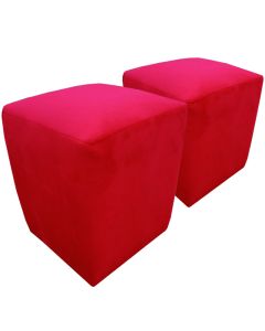 PUF - 2 Modern Poufs In Red Velvet - MAM202119110931