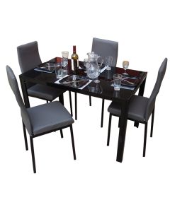 4GGB - 4 Places Grey Solid Dismantable Glass Dining Table - MAM01012151