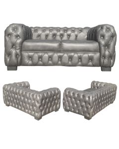 CHE-5GG - 5 Places - Grey Chester - Spot Leather Sofa, Very Solid -  MAMA2021219012