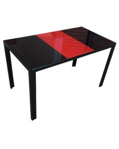 6BBB - 6 Places Dining Table Glass Black and Red - MAM01012107