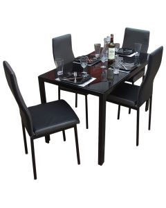 4BGB - 4 Places Black and Grey Solid Dismantable Glass Dining Table - MAM220819041