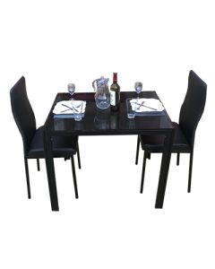 2BBB - 2 Places Black Solid Dismantable Glass Dining Table - MAM01012111