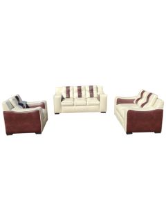 JOJ - 6WC - 6 seater - Royal Class JOJO Chocolate  Cream White Leather Sofa, Very Comfortable - MAM20216101