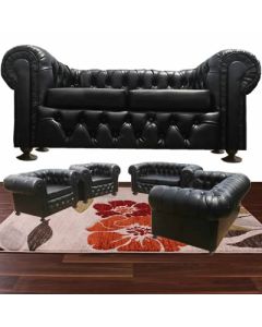 CHE-7FB - 7 Places - Chesterfield Black Leather Sofa, Very Solid - MAM15082077