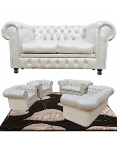 CHE-7FW - 7 Places - Chesterfield Cream White Leather Sofa, Very Solid - MAM15072088