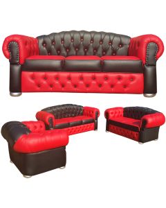 CHH-6BR - 6 Places - Black  Red Chester - Hill Leather Sofa, Very Solid - MAM19026058