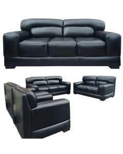 FDL - 7B - 7 seater - Royal Class Fidele Black Leather Sofa, Very Comfortable - MAM2022807012