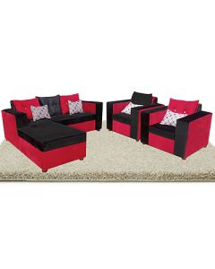 AFSBR-4BR - Modern Comfortable Velour Sofa  Dismantlable Glass Dining Table Pack - MAM24062006