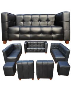 KEV - 11BB - 11 Places - KEVIN Black Leather Sofa, Very Comfortable- MAM25112001