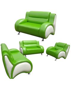 MAM29111903 - 7 Seater Modern Lemon Green Leather Sofa, Very Solid.
