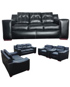 JOJ - 7B - 7 seater - Royal Class JOJO Black Leather Sofa, Very Comfortable - MAM202131104