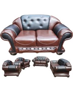 PER - 7CB - 7 Places - PERRY Black  Chocolate Leather Sofa, Very Comfortable- MAM24102002