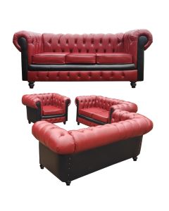 CHE-6OXB - 6 Places - ChesterMc Ox-blood  Black Leather Sofa, Very Solid - MAM1902604001